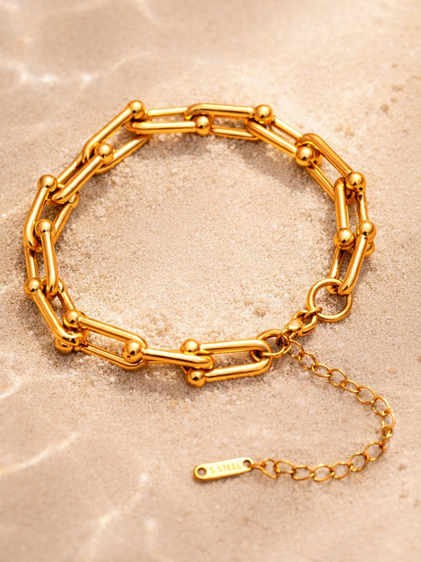 Demi Fine Gold Plated Geometric Link Statement Bracelet | Anti Tarnish
