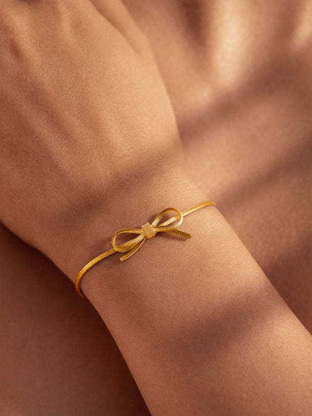 Demi Fine 18K Gold Plated Bow Knot Snake Chain Bracelet | Anti Tarnish