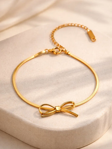 Demi Fine 18K Gold Plated Bow Knot Snake Chain Bracelet | Anti Tarnish