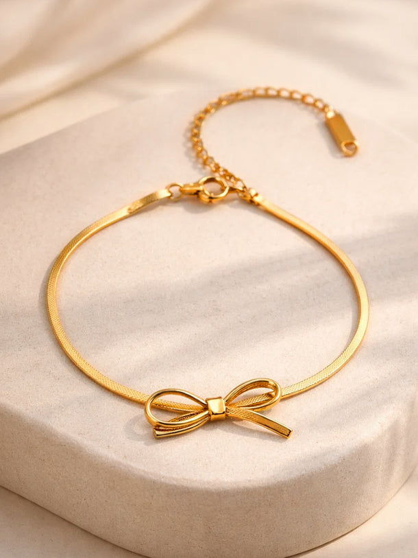 Demi Fine 18K Gold Plated Bow Knot Snake Chain Bracelet | Anti Tarnish