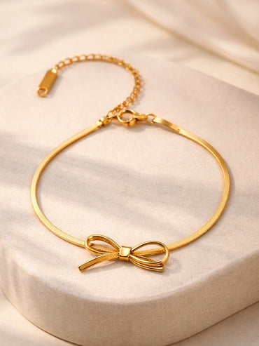 Demi Fine 18K Gold Plated Bow Knot Snake Chain Bracelet | Anti Tarnish