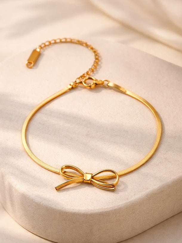 Demi Fine 18K Gold Plated Bow Knot Snake Chain Bracelet | Anti Tarnish