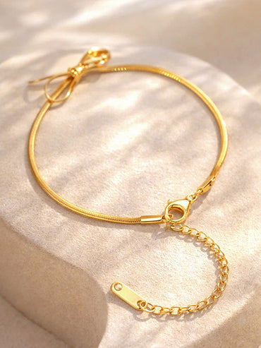 Demi Fine 18K Gold Plated Bow Knot Snake Chain Bracelet | Anti Tarnish