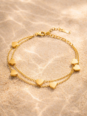 Demi Fine 18K Gold Plated Layered Heart Charm Chain Bracelet | Anti Tarnish