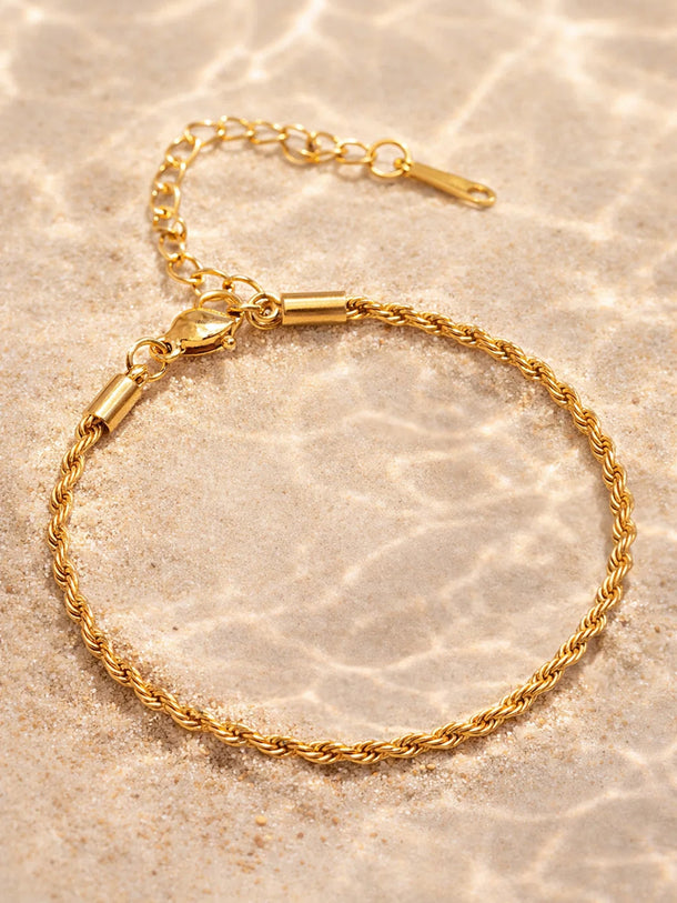 Demi Fine 18K Gold Plated Twisted Rope Chain Bracelet | Anti Tarnish