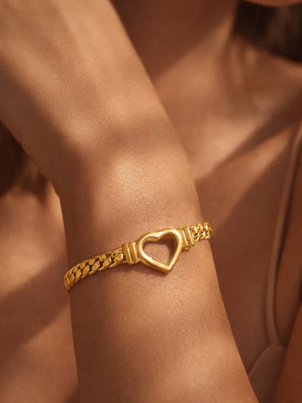 Demi Fine Gold Plated Open Heart Chain Bracelet | Anti Tarnish