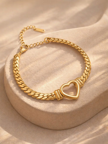Demi Fine Gold Plated Open Heart Chain Bracelet | Anti Tarnish