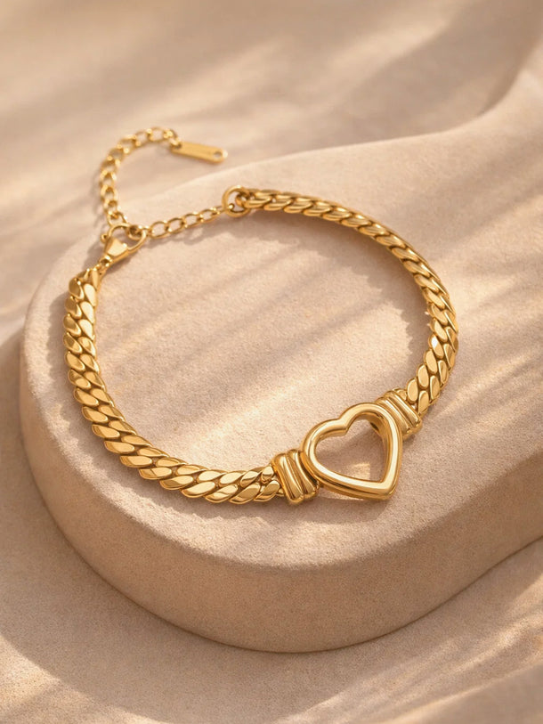 Demi Fine Gold Plated Open Heart Chain Bracelet | Anti Tarnish