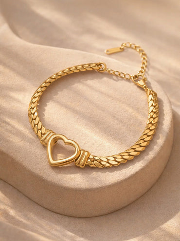 Demi Fine Gold Plated Open Heart Chain Bracelet | Anti Tarnish