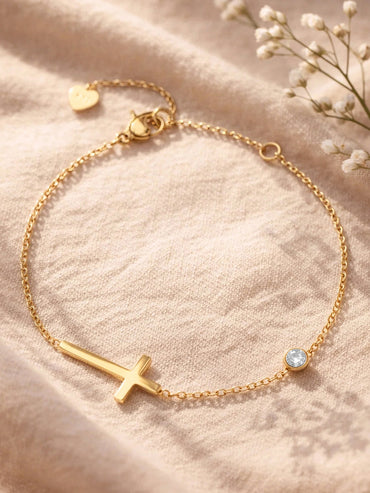 Demi Fine Gold Plated Cross Bar Chain Bracelet | Anti Tarnish