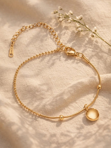 Demi Fine 18K Gold Plated Dual Chain Disc Charm Bracelet | Anti Tarnish