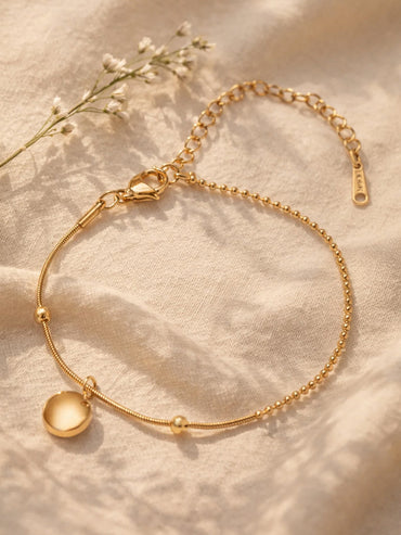 Demi Fine 18K Gold Plated Dual Chain Disc Charm Bracelet | Anti Tarnish