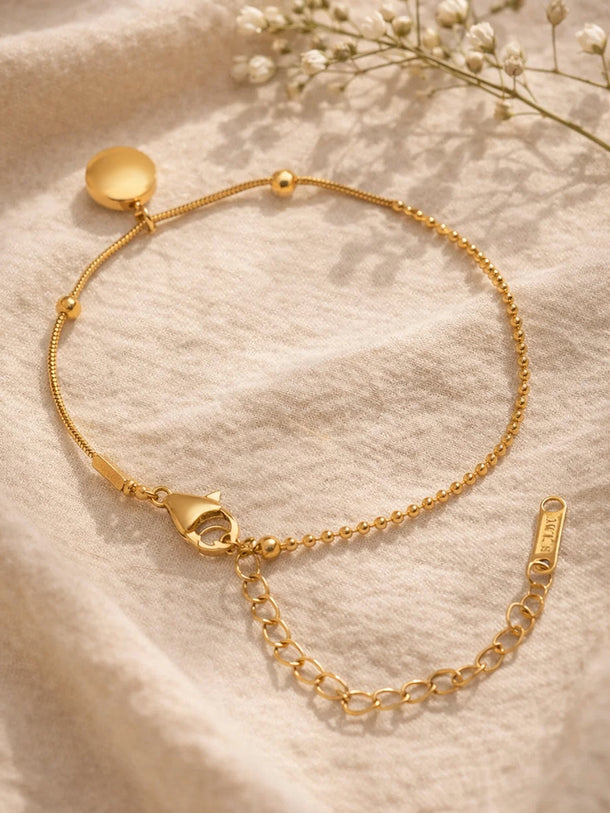 Demi Fine 18K Gold Plated Dual Chain Disc Charm Bracelet | Anti Tarnish