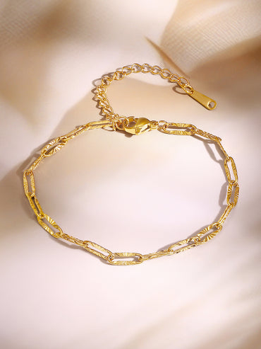 Demifine 18K Gold Plated Stainless steel Minimal Paperclip Chain Bracelet