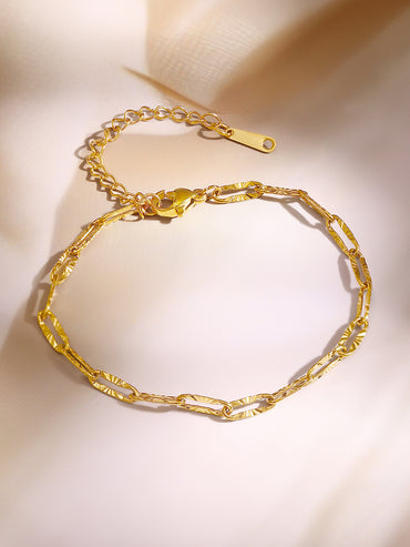 Demifine 18K Gold Plated Stainless steel Minimal Paperclip Chain Bracelet