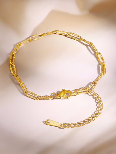 Demifine 18K Gold Plated Stainless steel Minimal Paperclip Chain Bracelet