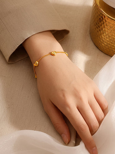 Demi Fine 18K Gold Plated Mini Heart Charm Chain Bracelet | Anti Tarnish