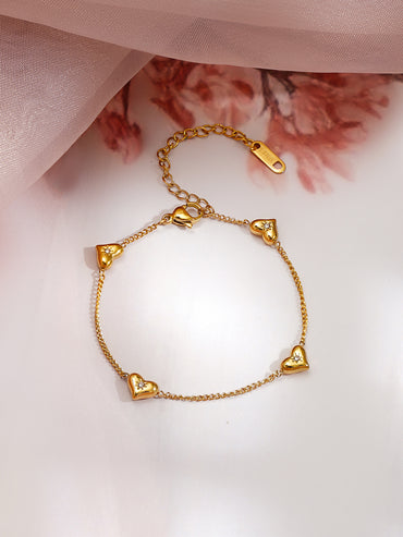 Demi Fine 18K Gold Plated Mini Heart Charm Chain Bracelet | Anti Tarnish