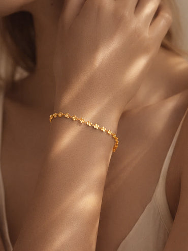 Demi Fine 18K Gold Plated Textured Disc Chain Bracelet | Anti Tarnish