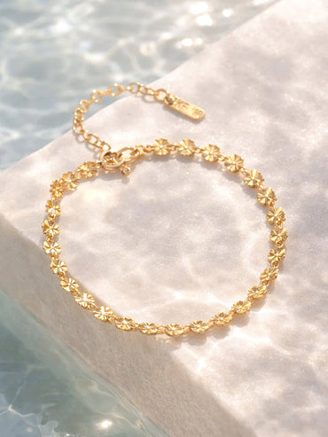 Demi Fine 18K Gold Plated Textured Disc Chain Bracelet | Anti Tarnish