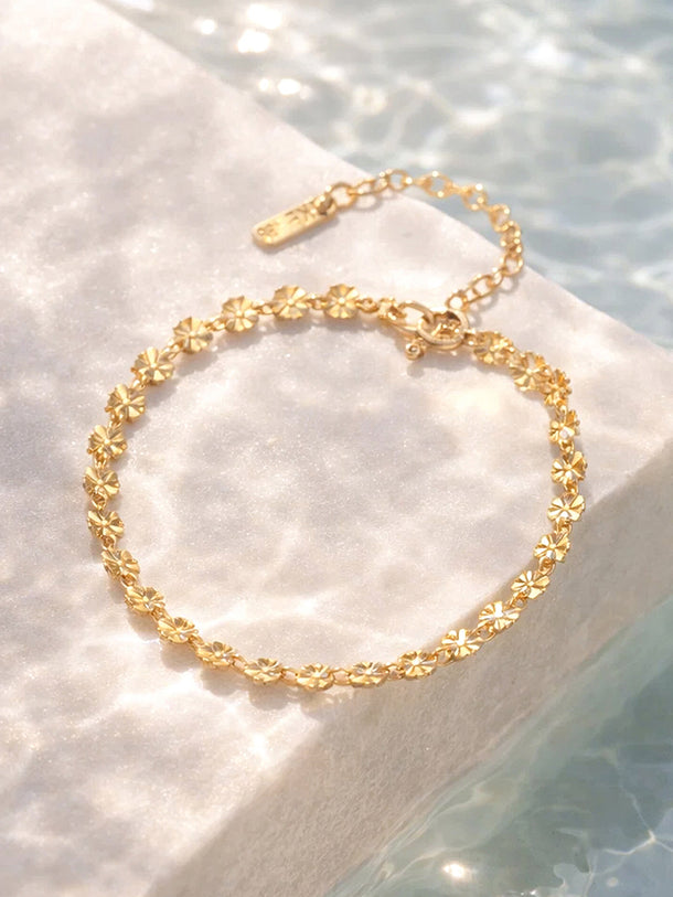 Demi Fine 18K Gold Plated Textured Disc Chain Bracelet | Anti Tarnish