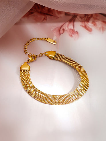 Demi Fine 18K Gold Plated Mesh Chain Bracelet | Anti Tarnish