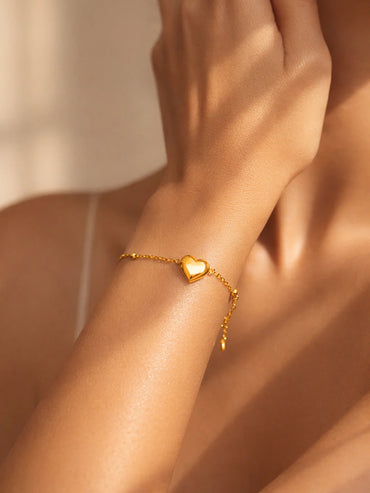 Demi Fine 18K Gold Plated Minimal Heart Chain Bracelet | Anti Tarnish