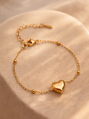 Demi Fine 18K Gold Plated Minimal Heart Chain Bracelet | Anti Tarnish