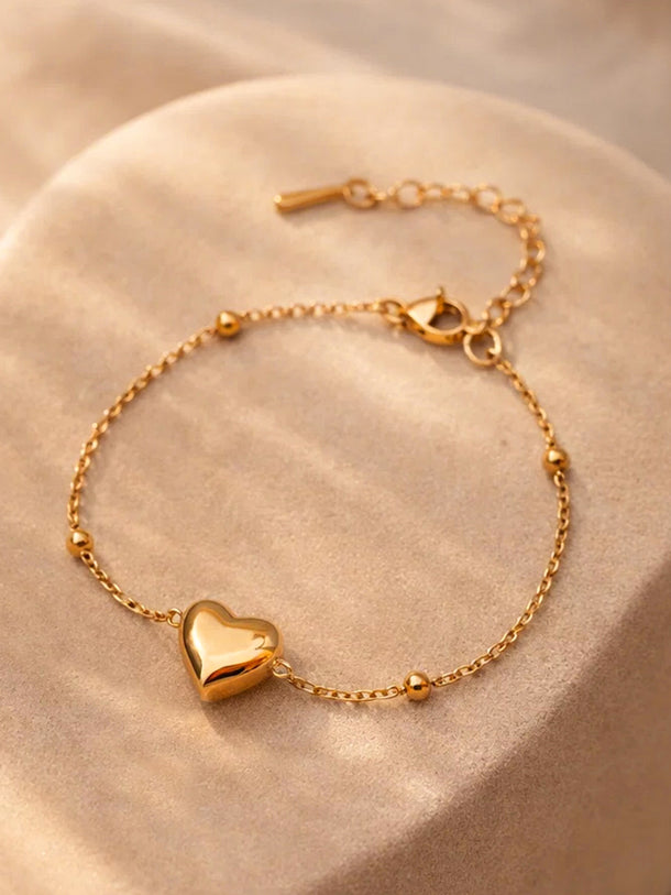 Demi Fine 18K Gold Plated Minimal Heart Chain Bracelet | Anti Tarnish