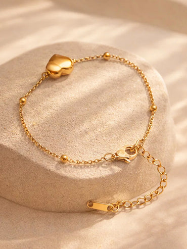 Demi Fine 18K Gold Plated Minimal Heart Chain Bracelet | Anti Tarnish