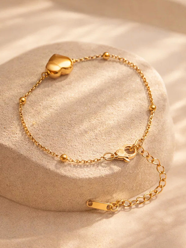 Demi Fine 18K Gold Plated Minimal Heart Chain Bracelet | Anti Tarnish