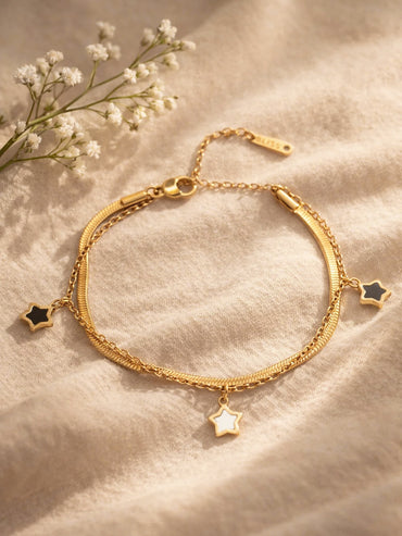 Demi Fine 18K Gold Plated Star Charm Dual Chain Bracelet | Anti Tarnish