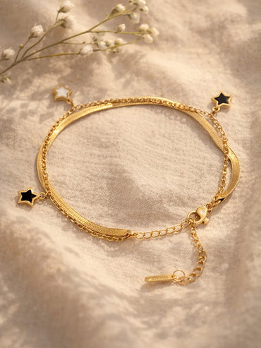 Demi Fine 18K Gold Plated Star Charm Dual Chain Bracelet | Anti Tarnish