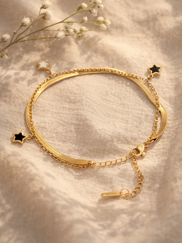 Demi Fine 18K Gold Plated Star Charm Dual Chain Bracelet | Anti Tarnish
