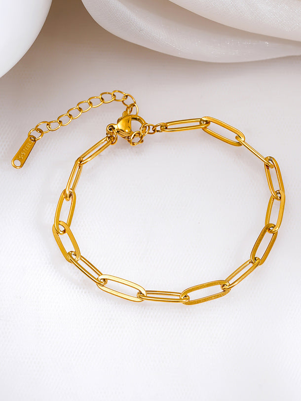 Demi Fine 18K Gold Plated Paperclip Link Chain Bracelet | Anti Tarnish