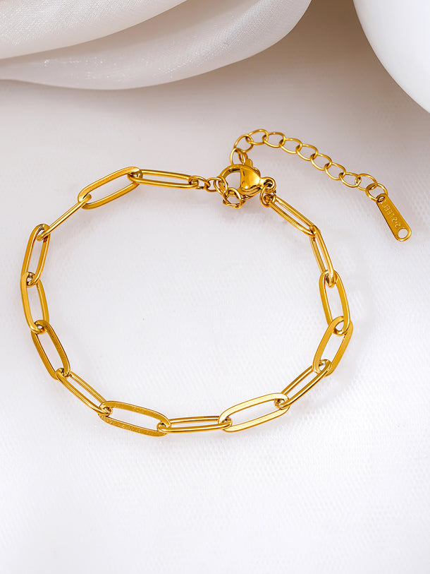 Demi Fine 18K Gold Plated Paperclip Link Chain Bracelet | Anti Tarnish
