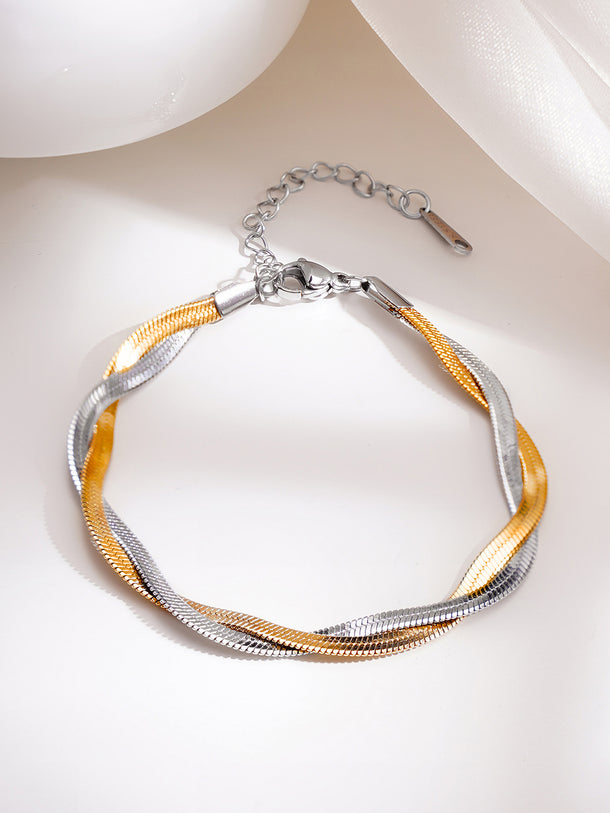 Demifine Dual Plated Braided Snake Chain Bracelet