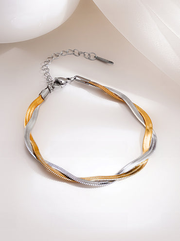 Demifine Dual Plated Braided Snake Chain Bracelet