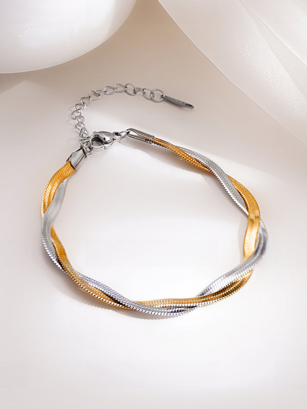 Demifine Dual Plated Braided Snake Chain Bracelet