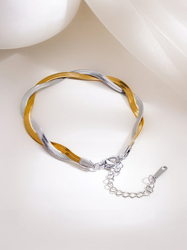Demifine Dual Plated Braided Snake Chain Bracelet
