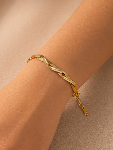 Demifine 18K Gold Plated Stainless steel Twisted Snake Chain Bracelet