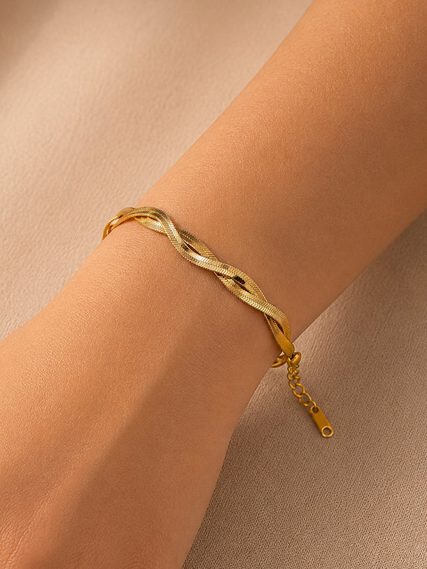 Demifine 18K Gold Plated Stainless steel Twisted Snake Chain Bracelet