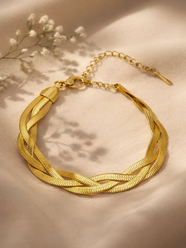 Demi Fine 18K Gold Plated Twisted Snake Chain Bracelet | Anti Tarnish
