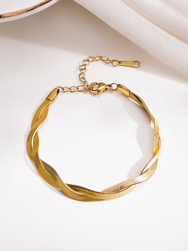 Demifine 18K Gold Plated Stainless steel Twisted Snake Chain Bracelet