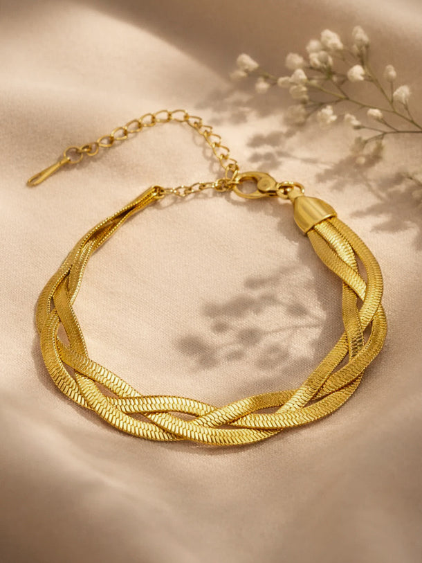 Demi Fine 18K Gold Plated Twisted Snake Chain Bracelet | Anti Tarnish