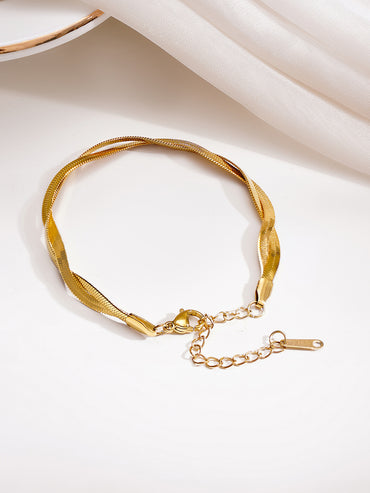 Demifine 18K Gold Plated Stainless steel Twisted Snake Chain Bracelet