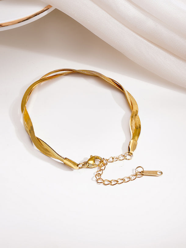 Demifine 18K Gold Plated Stainless steel Twisted Snake Chain Bracelet