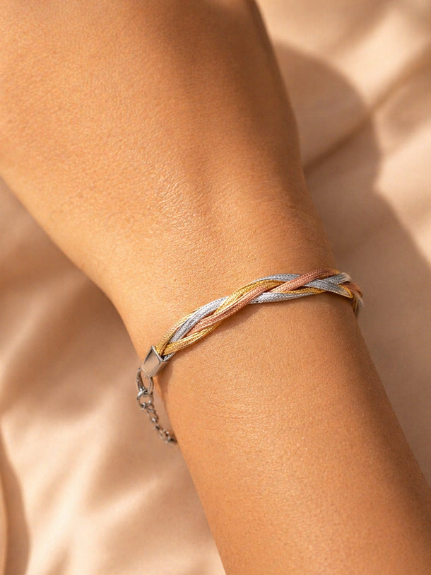 Demi Fine Gold Rhodium Copper Plated Twisted Snake Chain Bracelet | Anti Tarnish