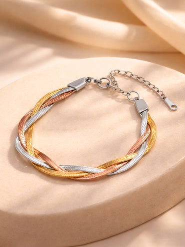 Demi Fine Gold Rhodium Copper Plated Twisted Snake Chain Bracelet | Anti Tarnish