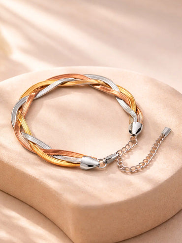 Demi Fine Gold Rhodium Copper Plated Twisted Snake Chain Bracelet | Anti Tarnish